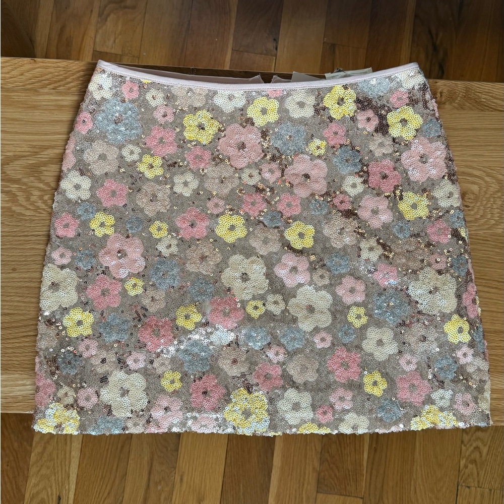 Floral Sequin Mini Skirt